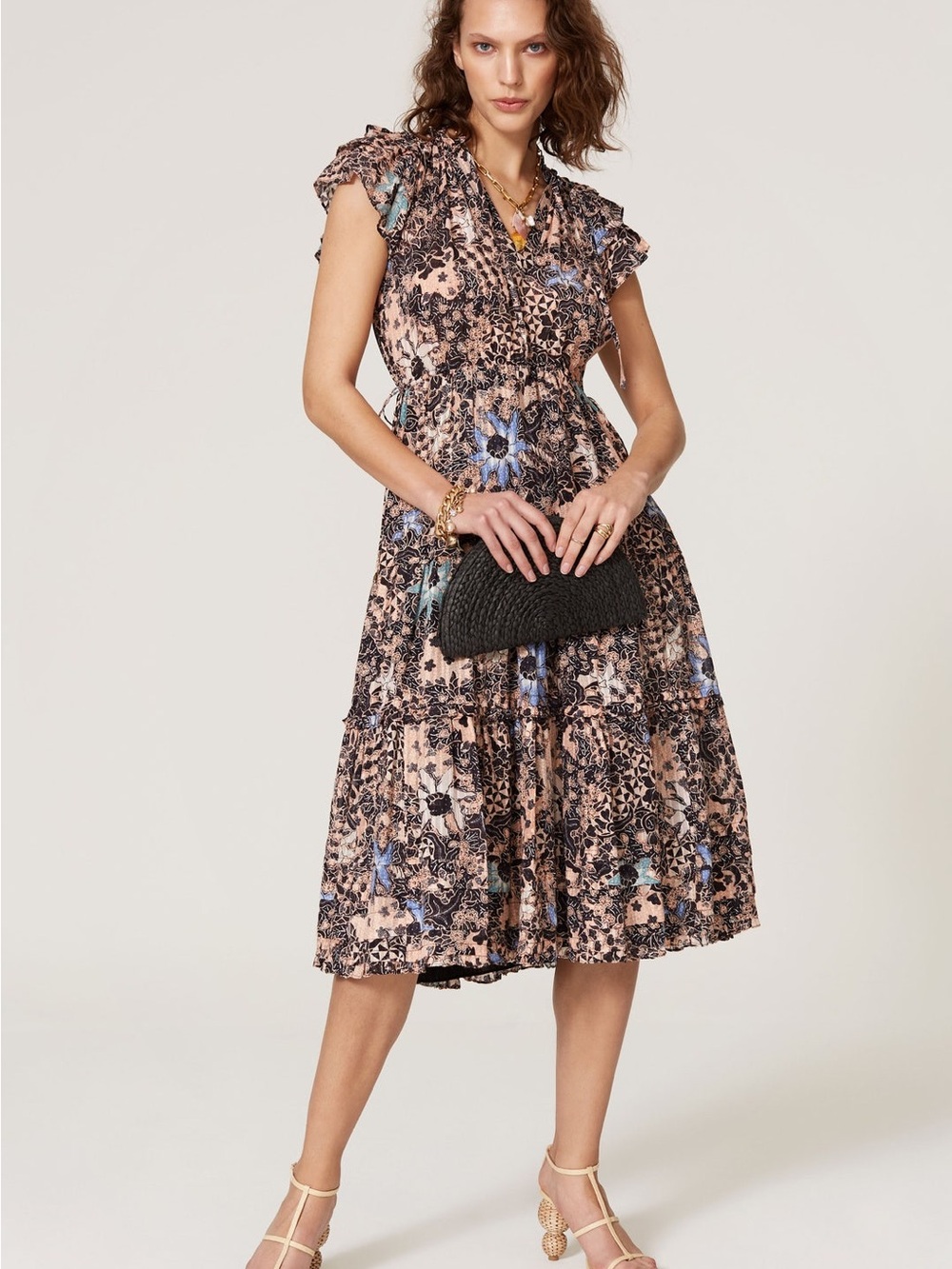 Ulla Johnson Floral Ruffle Midi Dress - Size 4